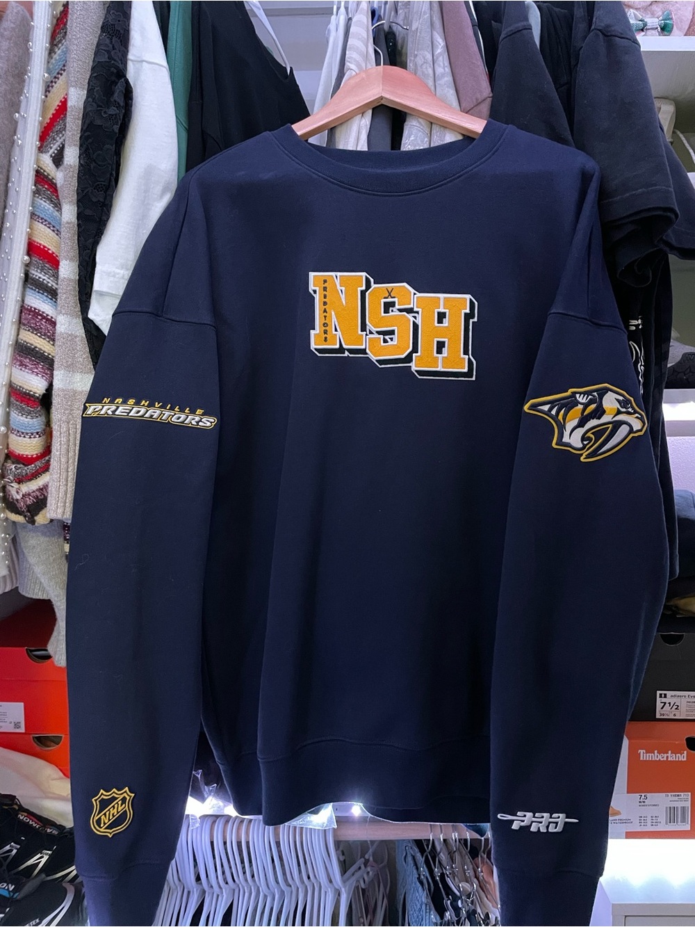 Nashville Predators NSH Navy Crewneck Sweatshirt